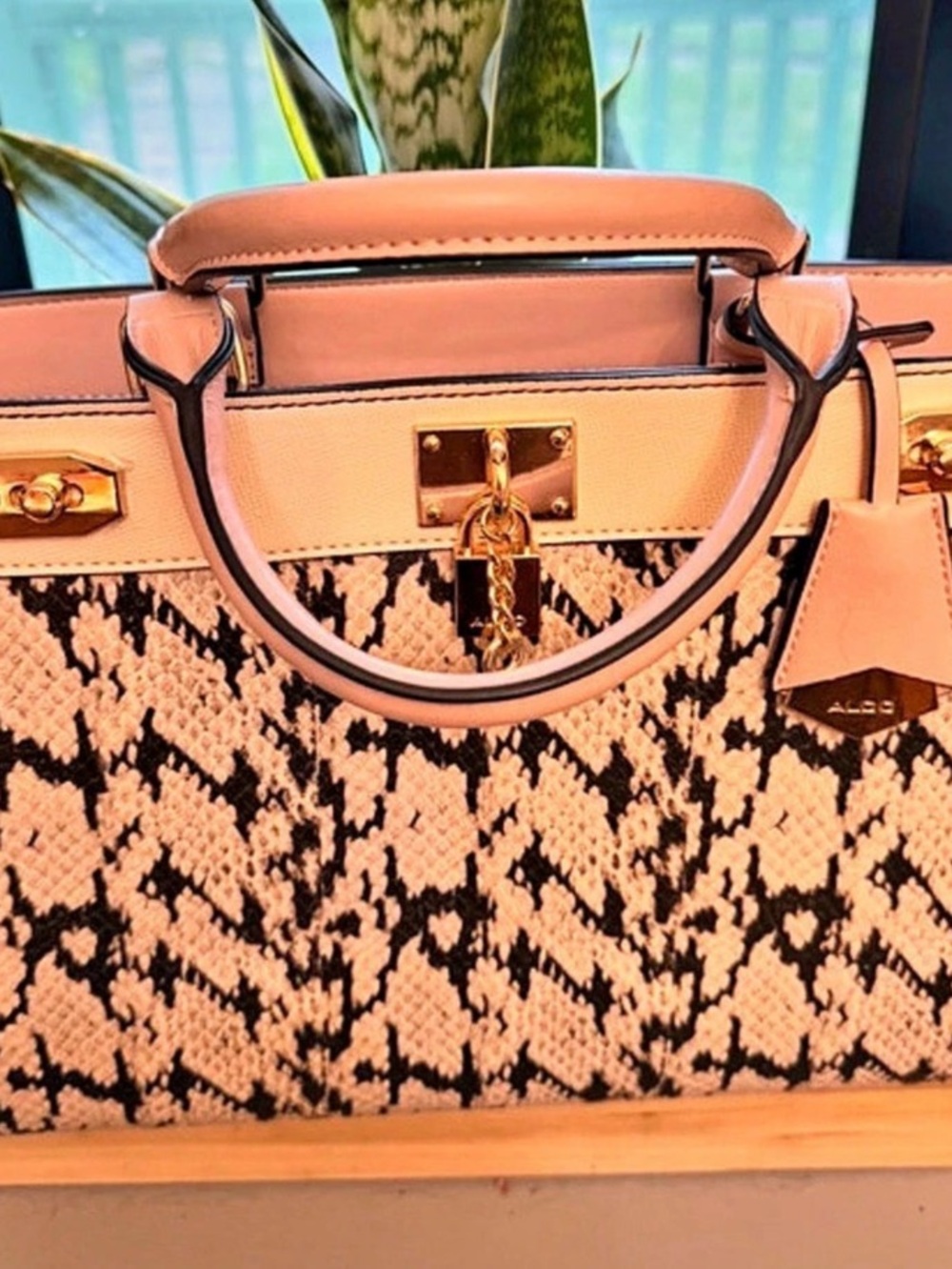 ALDO Animal Print Satchel in Pink & Black